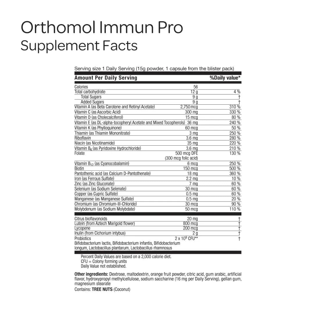 Orthomol Immun Pro, Immune Support & Gut Health Powder & Capsules for Adults with Probiotics, Prebiotics, Fiber, Vitamin C, Zinc, Selenium, Iodine, Vitamin D, E, A,B, Calcium (30 Day Supply) Orthomolnz supplements