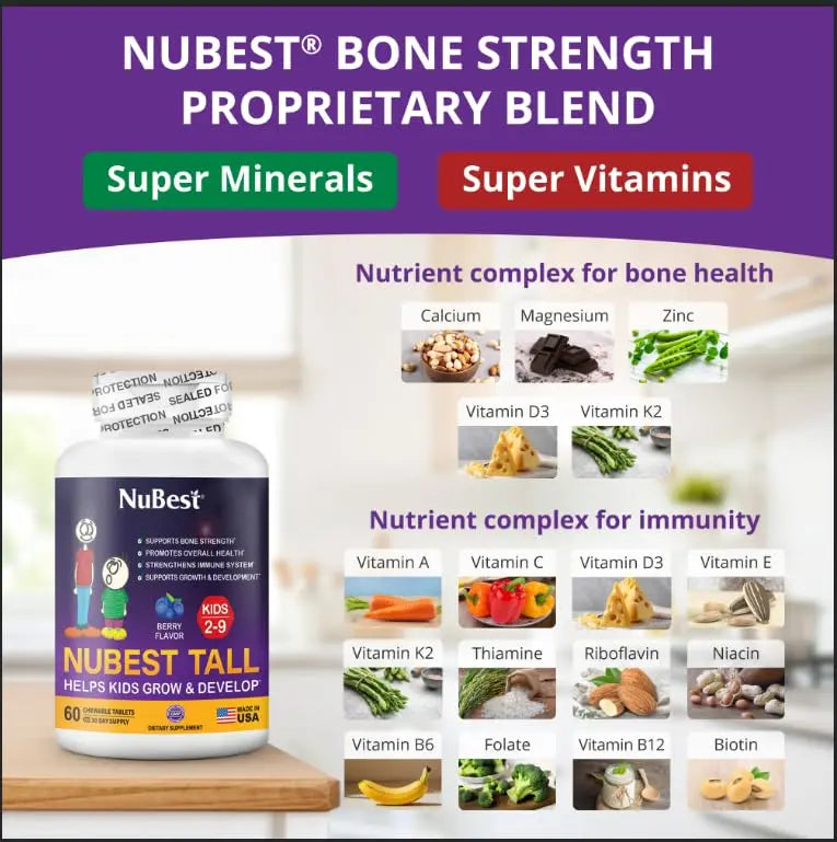 NuBest Tall Kids - Multivitamins & Minerals for Age 2 to 9 - Bone Strength & Immunity Support - Helps Kids, Toddlers Healthy NuBestAu supplements