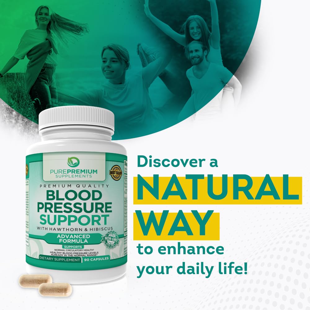 PurePremium Blood Pressure Support Supplement with Hawthorn, Hibiscus & Garlic PurePremium SupplementsUS supplements