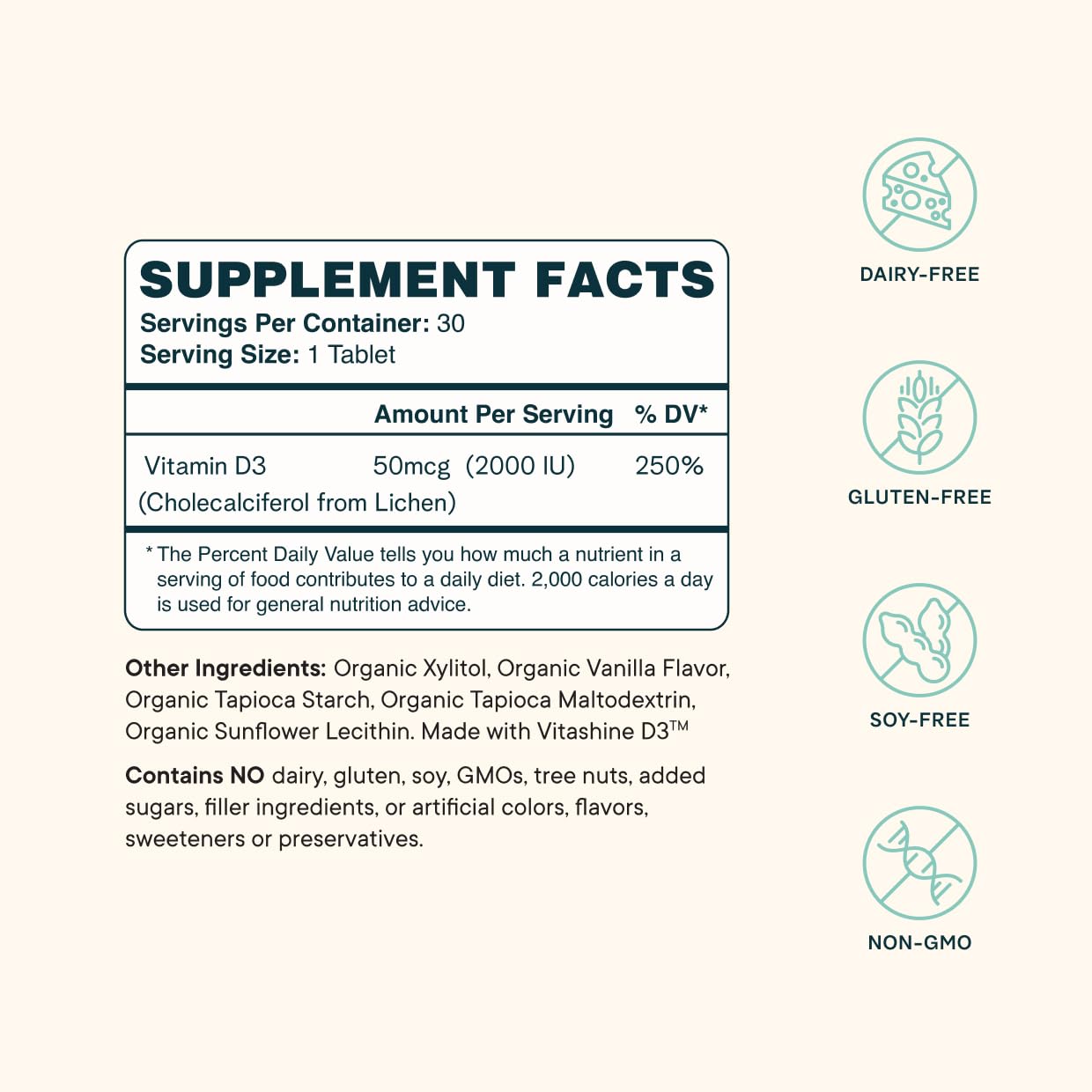 Ora Organic Vitamin D3 2000IU - Vegan Vitamin D Chewables from Lichen for Bone Health, Immune Support, & Mood | Maximum Absorption - 1 Month Supply, 30 Vegan Chewable Vanilla Tablets Ora OrganicUS supplements