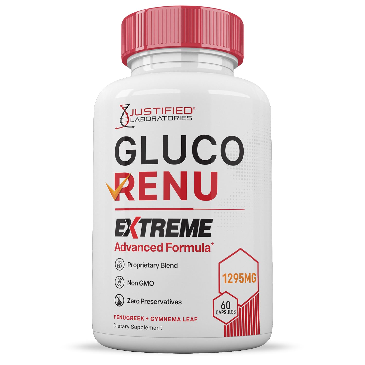 Gluco Renu Extreme 1295MG Glyco Support Pills Advacned Formula Gluo Renew Glycogen Support Formulated with Turmeric Berberine Resveratrol Garlic Bitter Melon Milk Thistle 60 Capsules Justified LaboratoriesAu supplements