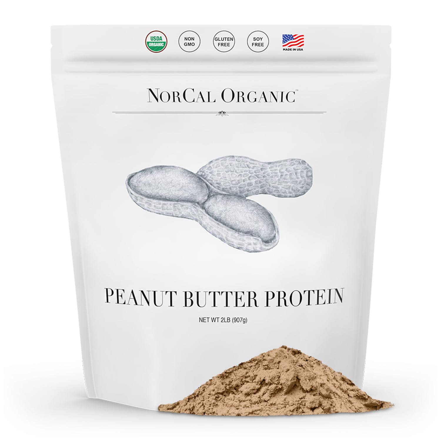Norcal Organic Peanut Butter Protein Powder - 2lb | Vegan, Low-Cal, 11g Protein NorCal OrganicUS supplements