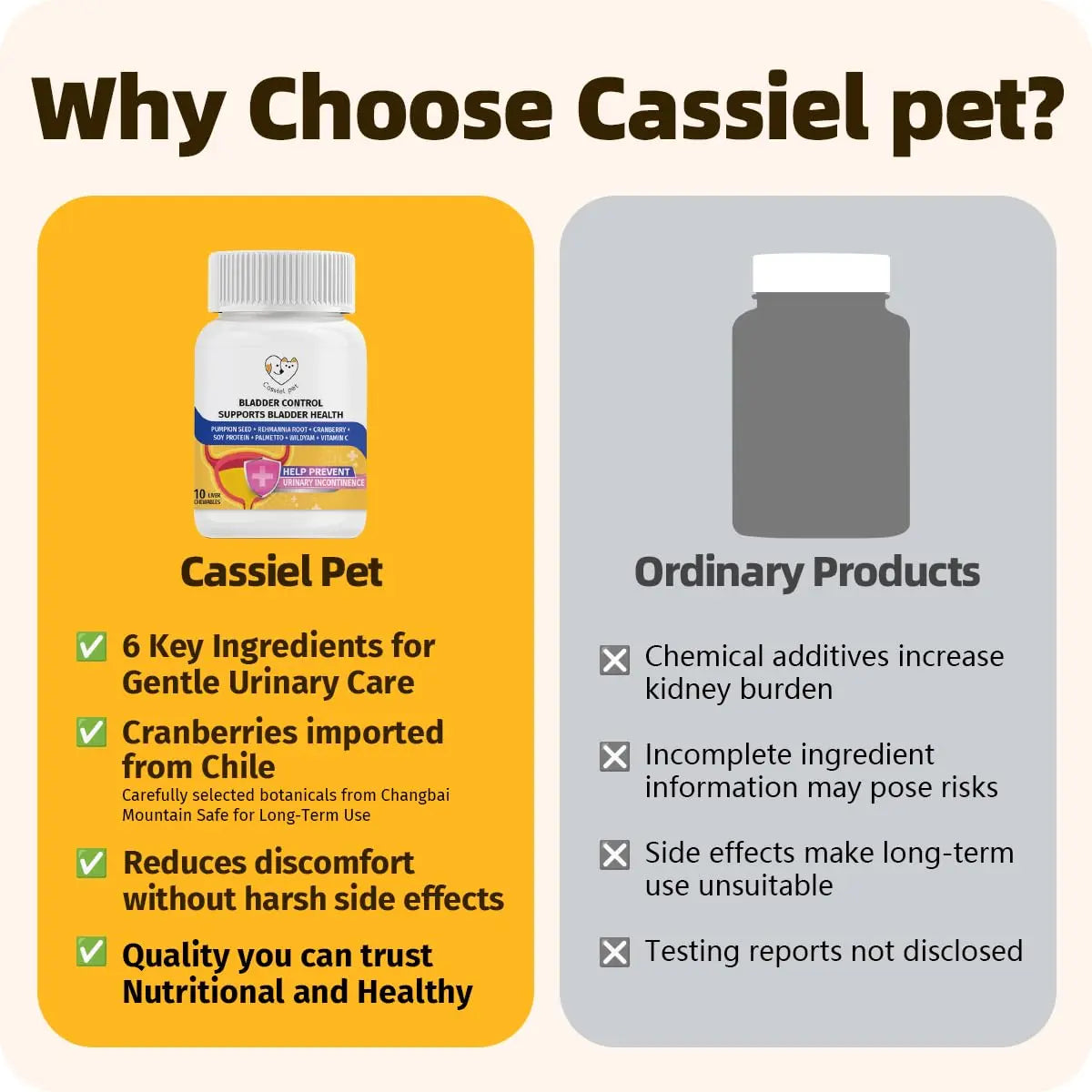 Cassiel Pet Bladder Supports Chews for Urinary Tract Health, Infection Treatments, Bladder Health, Dog UTI, Bladder Stones, Incontinence Support, Urinary Pain Relief for Cat & Dog 10 Chews (1 Bottle) Cassiel petAu supplements