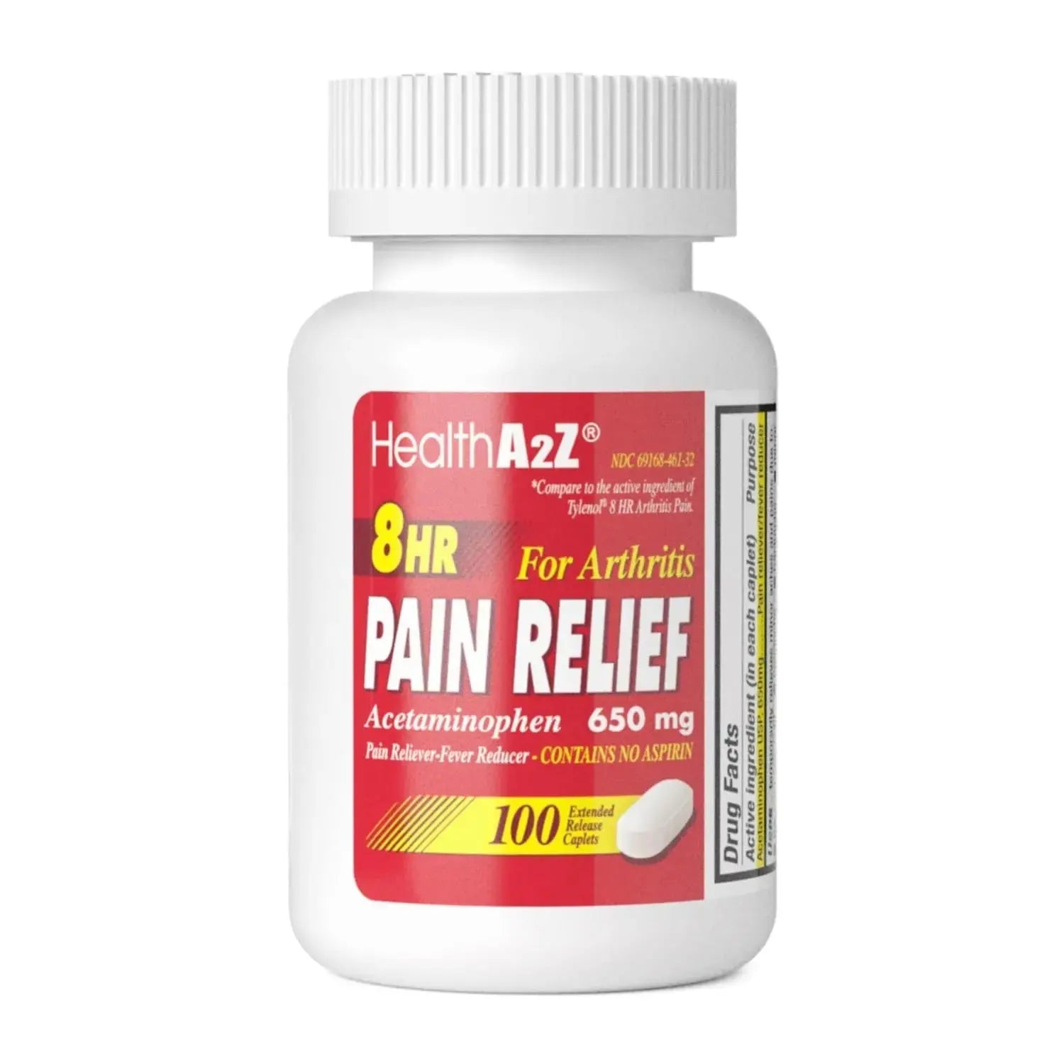 HealthA2Z® Pain Relief Extended Release | Acetaminophen 650mg | 8 Hours | Arthiritis Pain | Pain Reliever - Fever Reducer | Contains no Aspirin (100 Count) HealthA2ZAu supplements