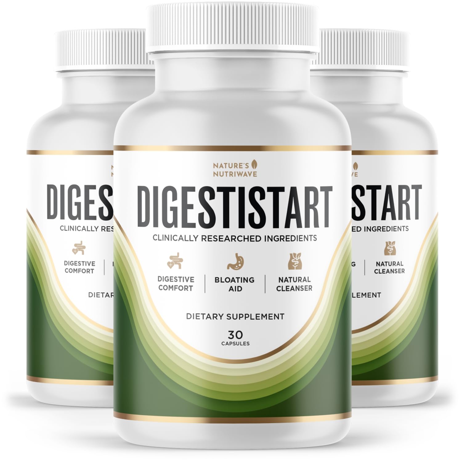DigestiStart – Natural Digestive Supplement with Wild Yam, Poria Cocos & Bacopa Monnieri – Made in USA, Non-GMO, Easy-to-Take - 30 Capsules, 3 Month Supply Nature’s NutriWaveAu supplements