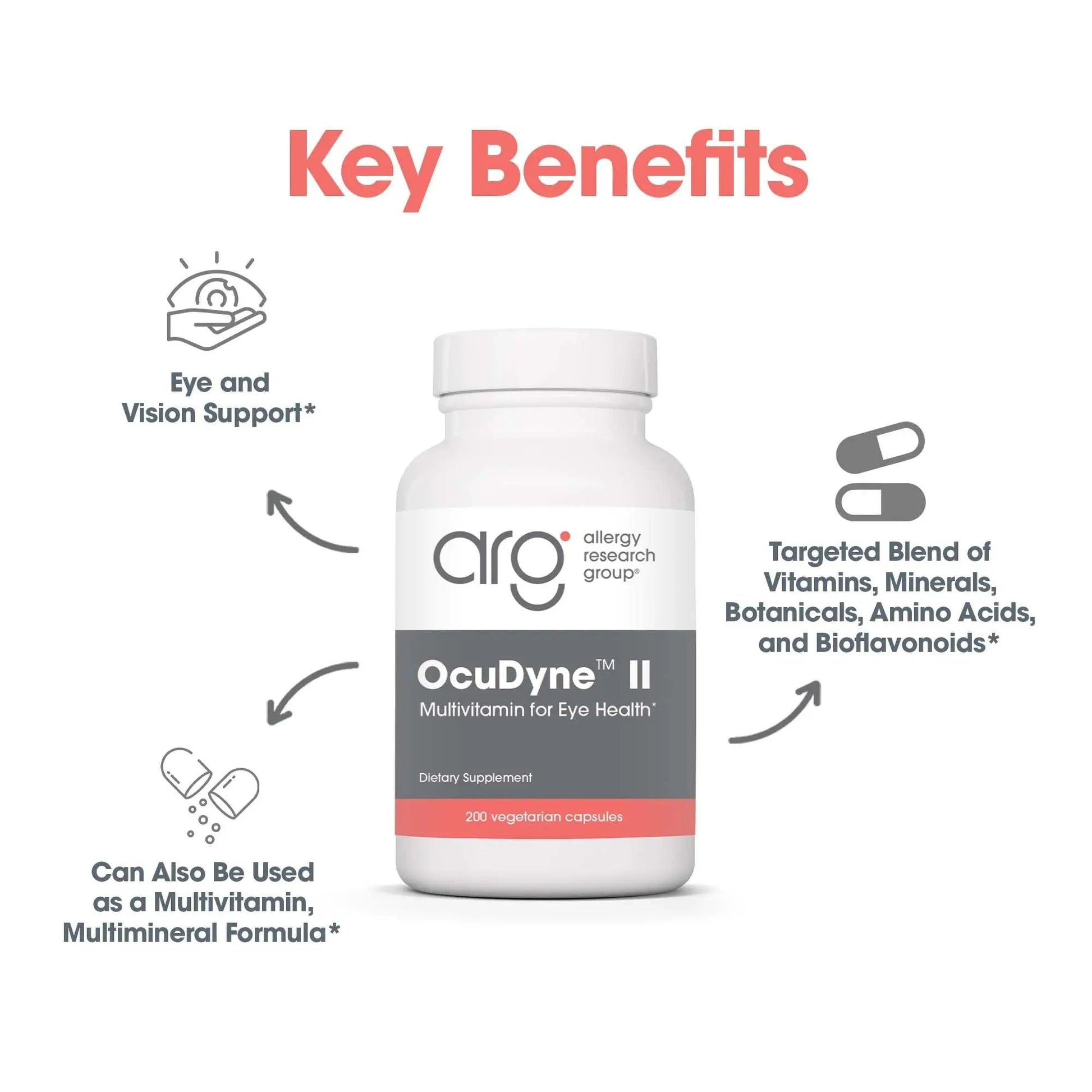 Allergy Research Group OcuDyne II Supplement - Eye Support Vitamins for Vision, Eye Health for Adults, Vision Support, Multivitamin Formula Allergy Research GroupAu supplements