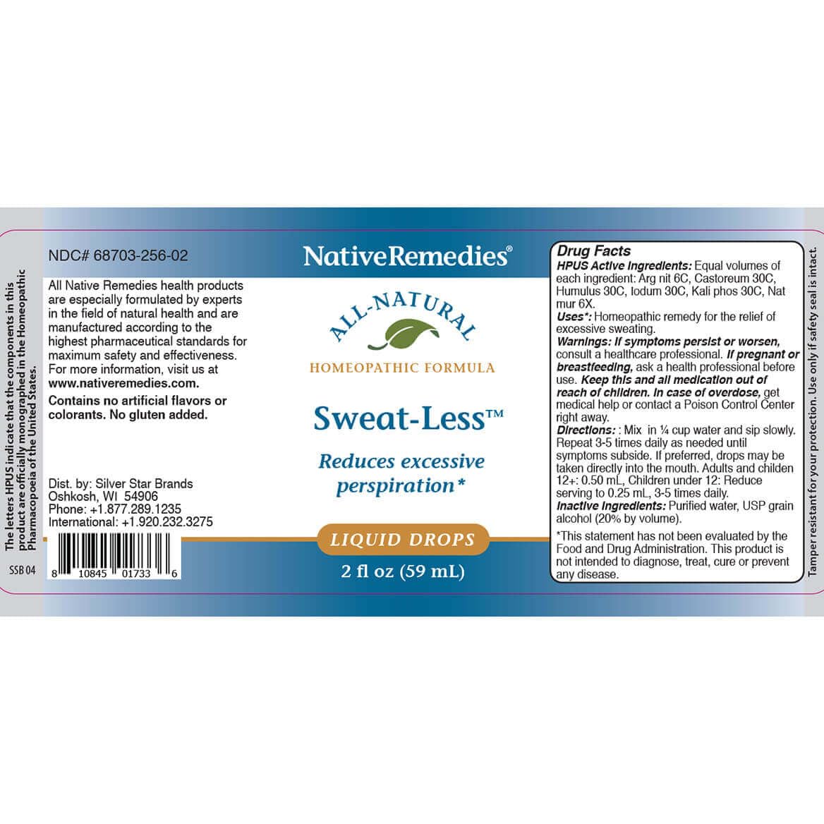 Native Remedies Sweat-Less - Natural Homeopathic Formula for Excessive Sweating, Perspiration and Clamminess - 59 mL Native RemediesAu supplements