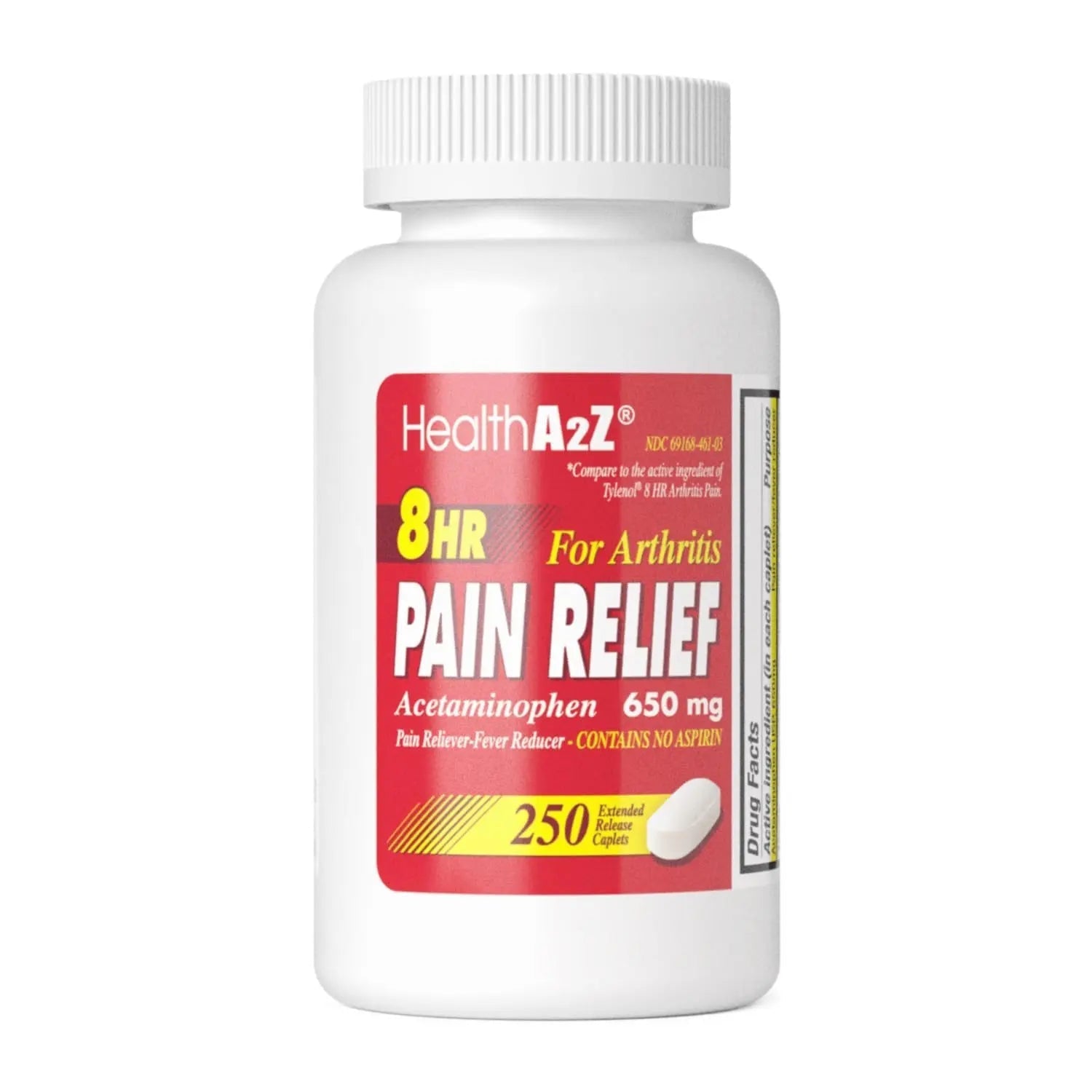 HealthA2Z® Pain Relief Extended Release | Acetaminophen 650mg | 8 Hours | Arthiritis Pain | Pain Reliever - Fever Reducer | Contains no Aspirin | (250 Caplets) HealthA2ZAu supplements