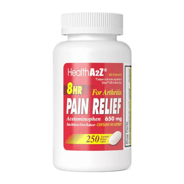 HealthA2Z® Pain Relief Extended Release | Acetaminophen 650mg | 8 Hours | Arthiritis Pain | Pain Reliever - Fever Reducer | Contains no Aspirin | (250 Caplets) HealthA2ZAu supplements