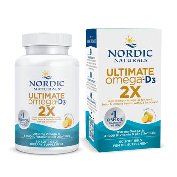 Nordic Naturals Ultimate Omega 2X with Vitamin D3, Lemon Flavor - 60 Soft Gels - 2150 mg Omega-3 + 1000 IU D3 - EPA & DHA - Brain, Heart, & Immune Health - 30 Servings Nordic NaturalsAu supplements