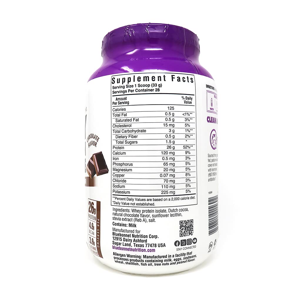 BlueBonnet 100% Natural Whey Protein Isolate Powder, Chocolate, 2 Pound BluebonnetUS supplements