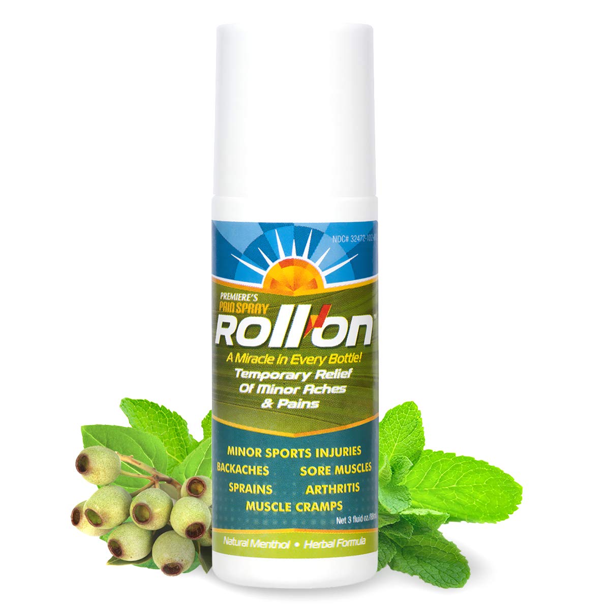 Premiere's Pain Spray All-Natural Menthol & Peppermint Roller Herbal Blend for Joint and Nerve Pain, Muscle Soreness, Sprains, Cramps, Sports Injuries, Back Pain & Neck Shoulder Aches - 1 Pack Premiere's Pain SprayAu supplements