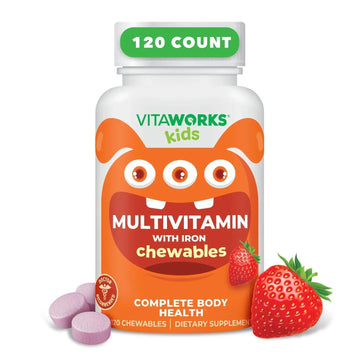 VitaWorks Kids Multivitamin with Iron & Minerals Chewable Tablets - Mixed Fruit Flavor - Vegetarian, GMO-Free, Nut Free VitaWorksAu supplements