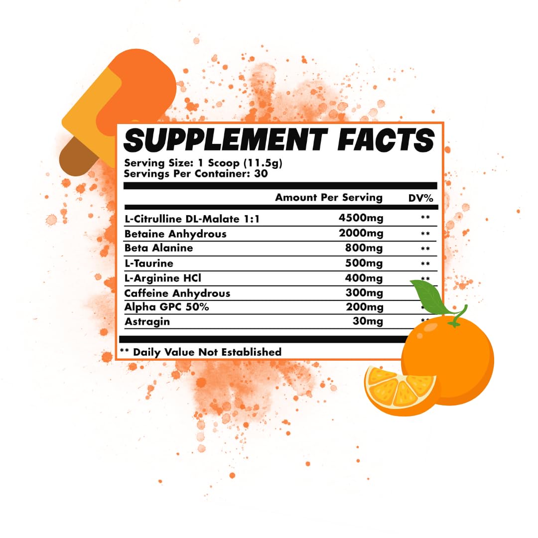 Orange Dreamsicle Pre Workout | The Best Tasting Pre Workout | Intense Increased Endurance Beta BearsAu supplements