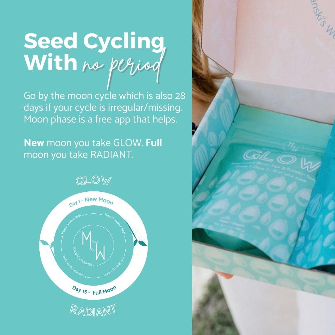 Manski's Wellness Glow & Radiant Seed Cycle Kit | PMS Support | Organic Seed Cycling | Natural Hormone Balance | Ease Cramps | Mitigate Cycle Symptoms | Vegan Supplement Manski's WellnessAu supplements