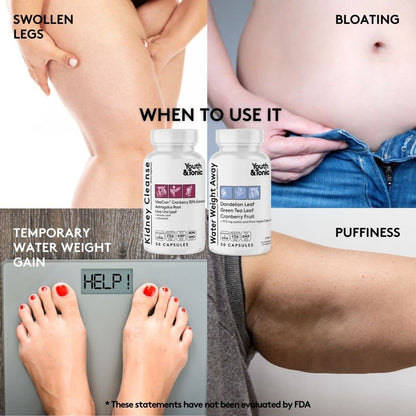 Youth & Tonic Daily Water Retention Pills for Kidney Cleanse Swelling and Excess Body Fluid Youth & TonicUS supplements