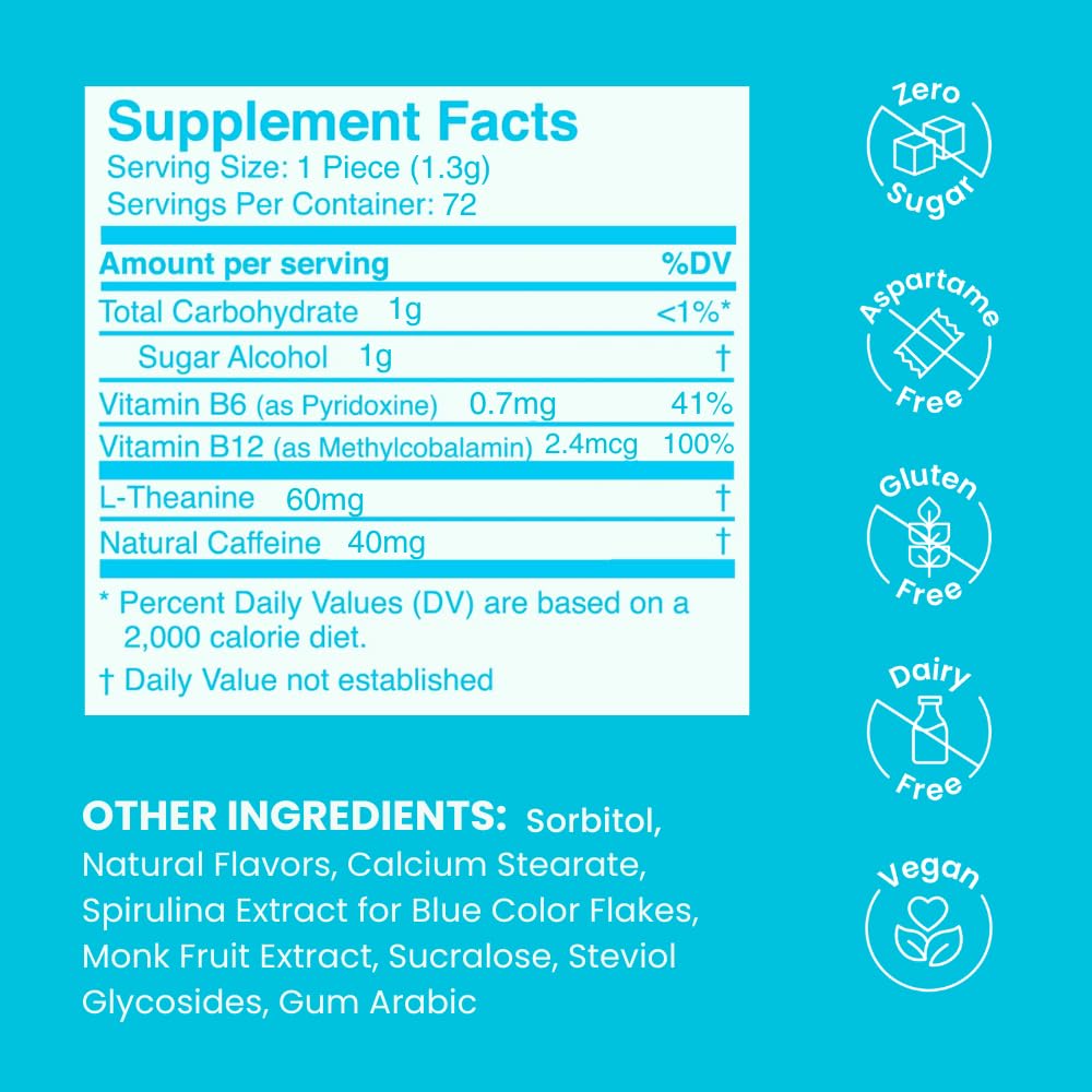 Neuro Energy & Focus Mints - Sugar Free Breath Mints with 40mg Natural Caffeine, B Vitamins & L-Theanine - Vegan Brain Supplement for Exercise, Study & Daily Focus - Peppermint, 72 ct NeuroAu supplements