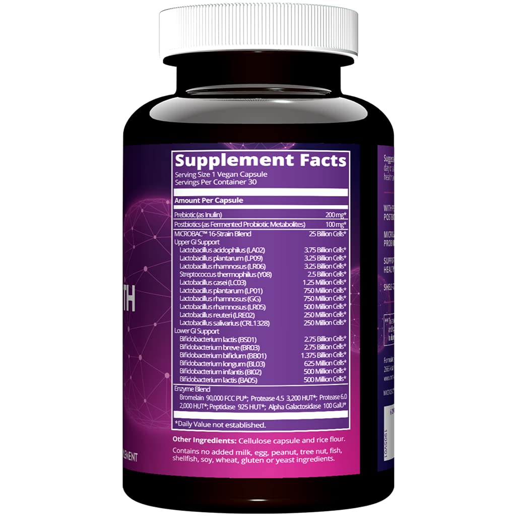 MRM Nutrition Extra Strength Probiotics - Supports Intestinal, GI, & Immune Health for Women & Men, Prebiotic, Probiotic, & Postbiotic Supplement, 25 Billion Cells & 16 Strains, Vegan - 30 Servings MRMAu supplements