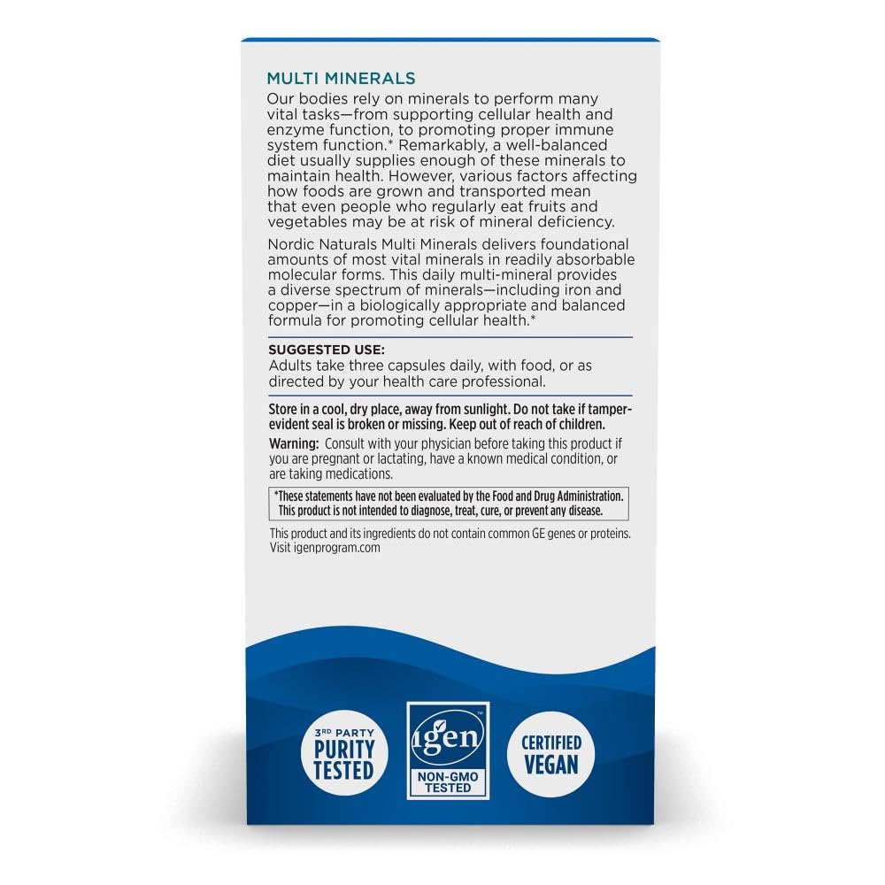 Nordic Naturals Multi Minerals, Unflavored - 90 Capsules - 11 Essential Minerals - Optimal Health & Wellness - Certified Vegan - Non-GMO - 30 Servings Nordic NaturalsAu supplements