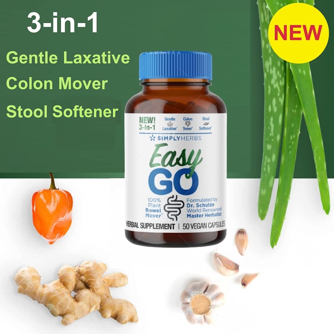 Dr. Schulze's Easy GO Bowel Mover - Formulated Gentle Laxative, Colon Toner & Stool Dr. Schulze'sUS supplements