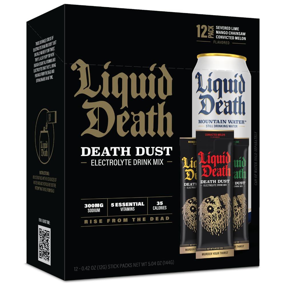 Liquid Death Electrolyte Death Dust - Hydration Powder Packets - 3 Flavors - 12-Stick Liquid DeathUS supplements