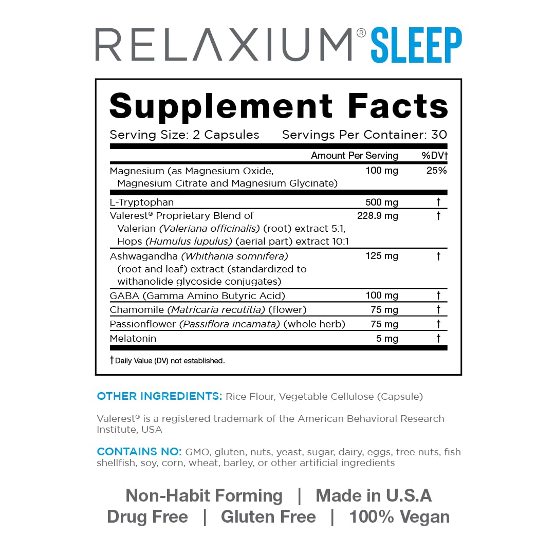 Relaxium Sleep Aid, 30-Day Supply, Dietary Supplement for Better Sleep RelaxiumUS supplements