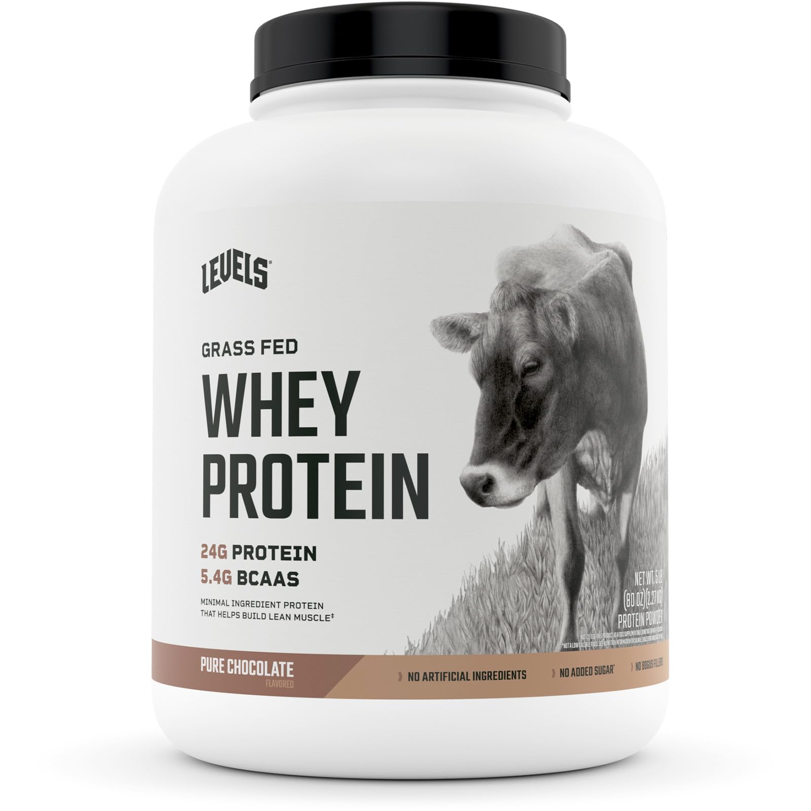 Levels Grass Fed 100% Whey Protein, No Hormones, Pure Chocolate, 5LB Levels NutritionUS supplements