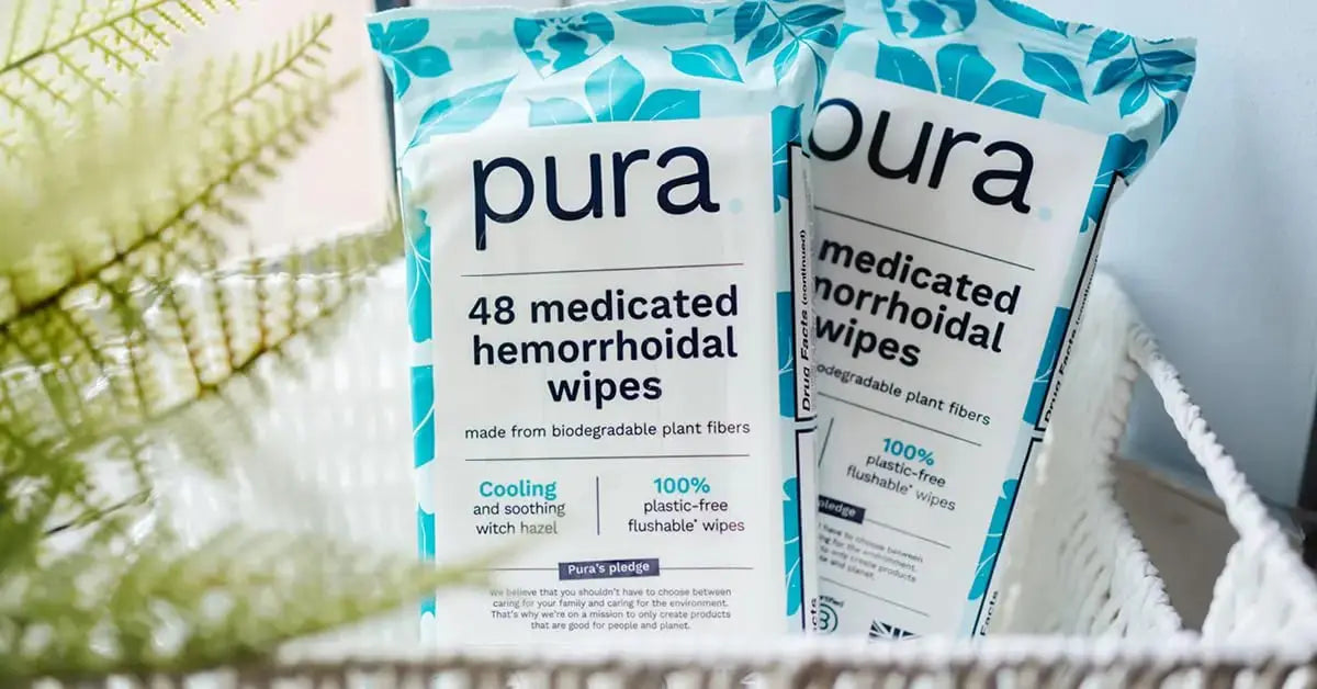 Pura Flushable Hemorrhoid Wipes XL, 48 Count, Medicated with Cooling Witch Hazel, Aloe & Coconut Oil, Fast Relief, Fragrance-Free, 100% Plastic-Free PuraAu supplements