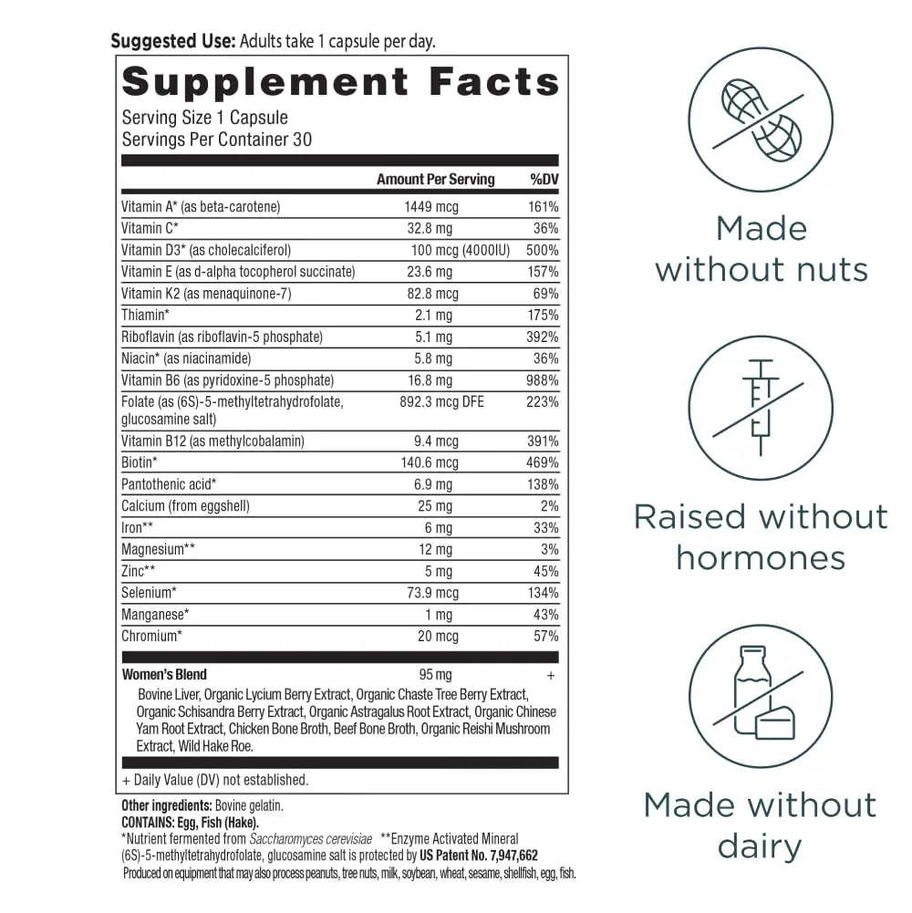 Ancient Nutrition Multivitamin for Women, Women's Once Daily Supplement, Methlyated Vitamin B, C, K2, Magnesium, Folate & Iron, Supports Bone Health, 30 Count Ancient NutritionAu supplements