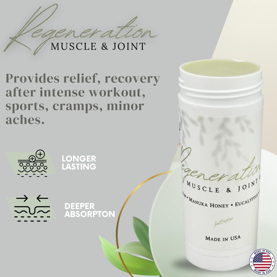 KANU Regeneration Muscle and Joint Soothing Balm Proprietary Blend of Magnesium, Manuka Honey, Eucalyptus & Menthol - Maximum Strength Formula for Aches- All Natural Ingredients-Made in The USA KANUAu supplements