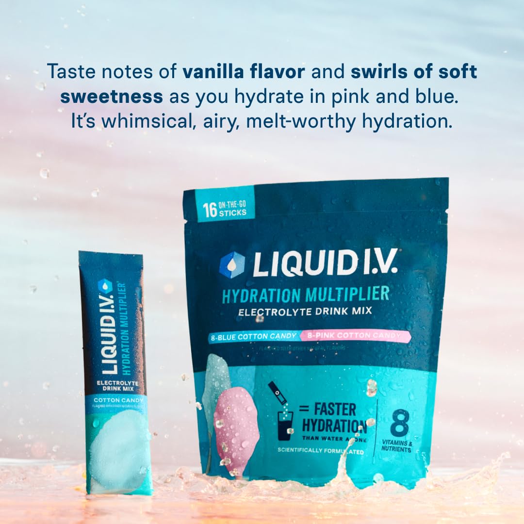 Liquid I.V.® Hydration Multiplier - Cotton Candy | Electrolyte Powder Drink Mix | 1 Pack (16 Servings) Liquid I.V.US supplements