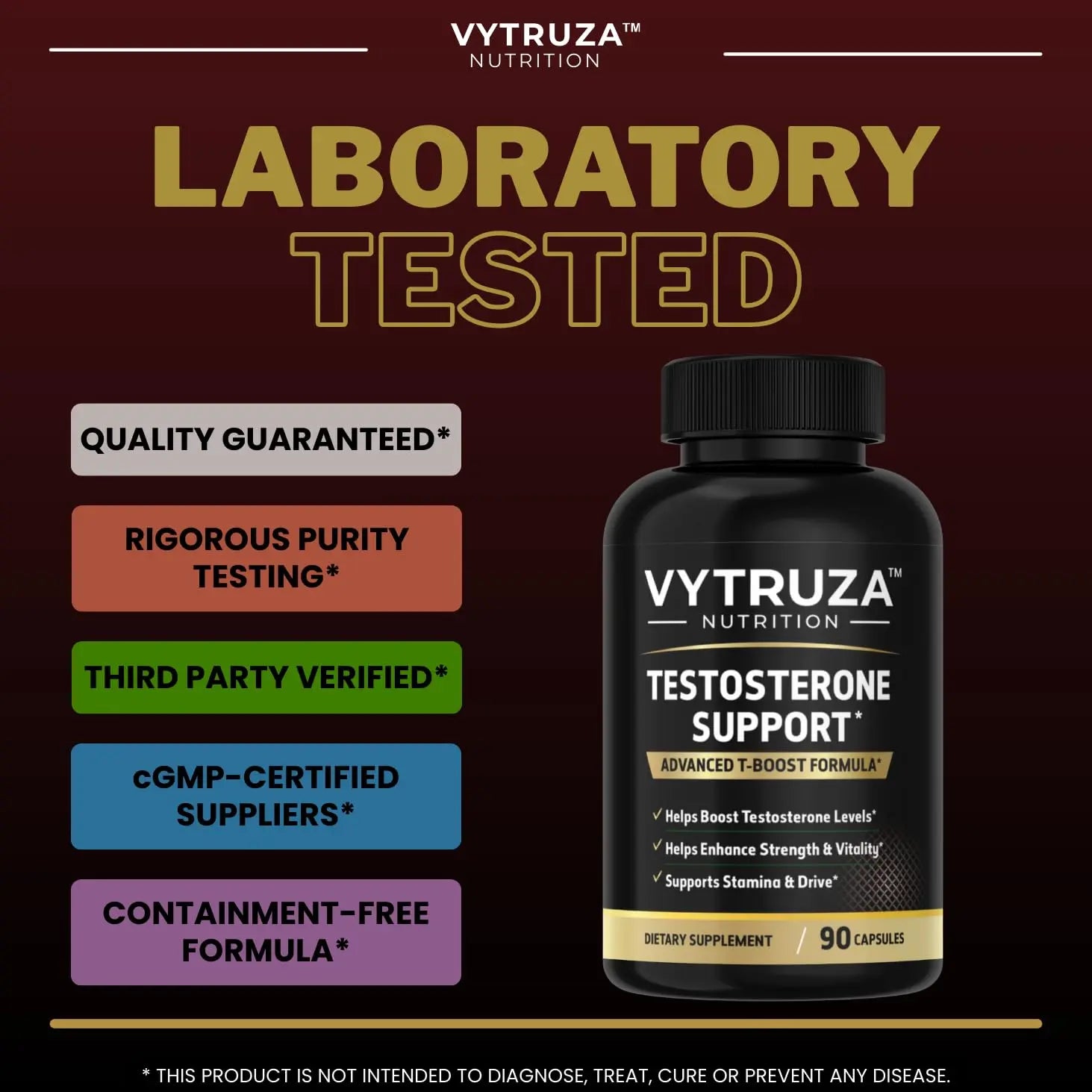 VYTRUZA Nutrition Advanced T-Boost Formula Test Support Capsules, Premium Ingredients, Energy, Strength Support Supplement for Men, 90 Capsules VYTRUZAAu supplements