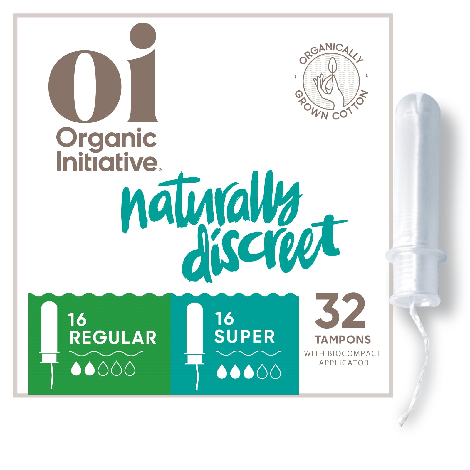 Oi | Organic Initiative - Tampons | Regular/Super Absorbency | Organic Cotton, Unscented oiAu supplements