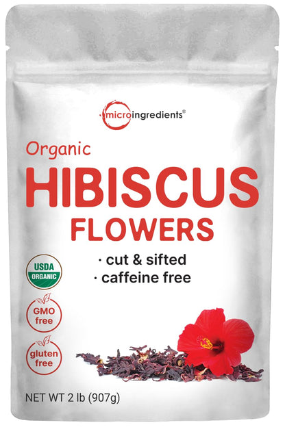 Organic Hibiscus Flowers, 2lbs | Flor de Jamaica, Loose Leaf Flower Source Micro IngredientsUS supplements