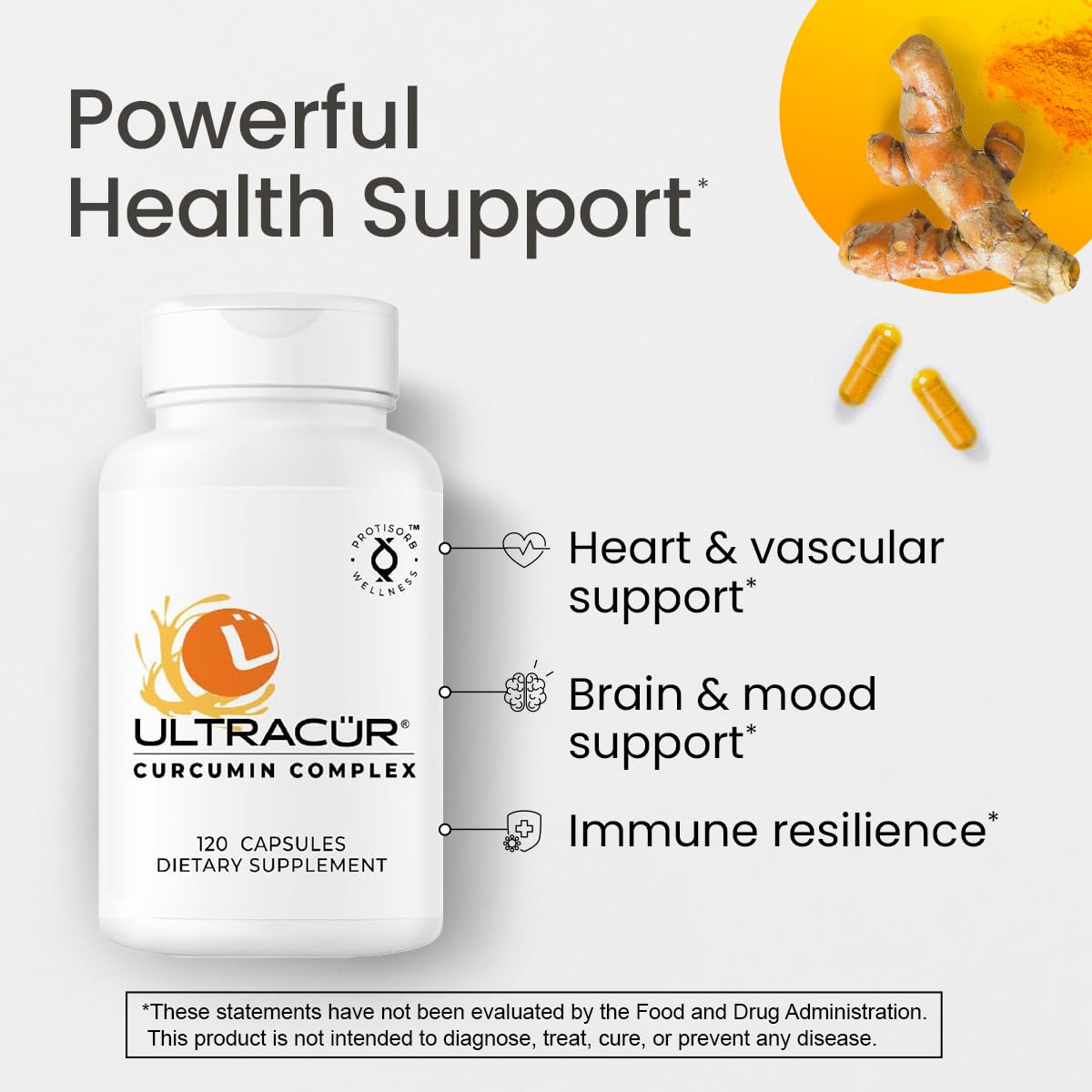 UltraCur Curcumin Complex Supplement - Ultra Bioavailable High Absorption Turmeric Curcumin Supplement for Joint, Muscle & Brain Support - Patented Protisorb for Premium Absorption – 120 Capsules UltraCurAu supplements