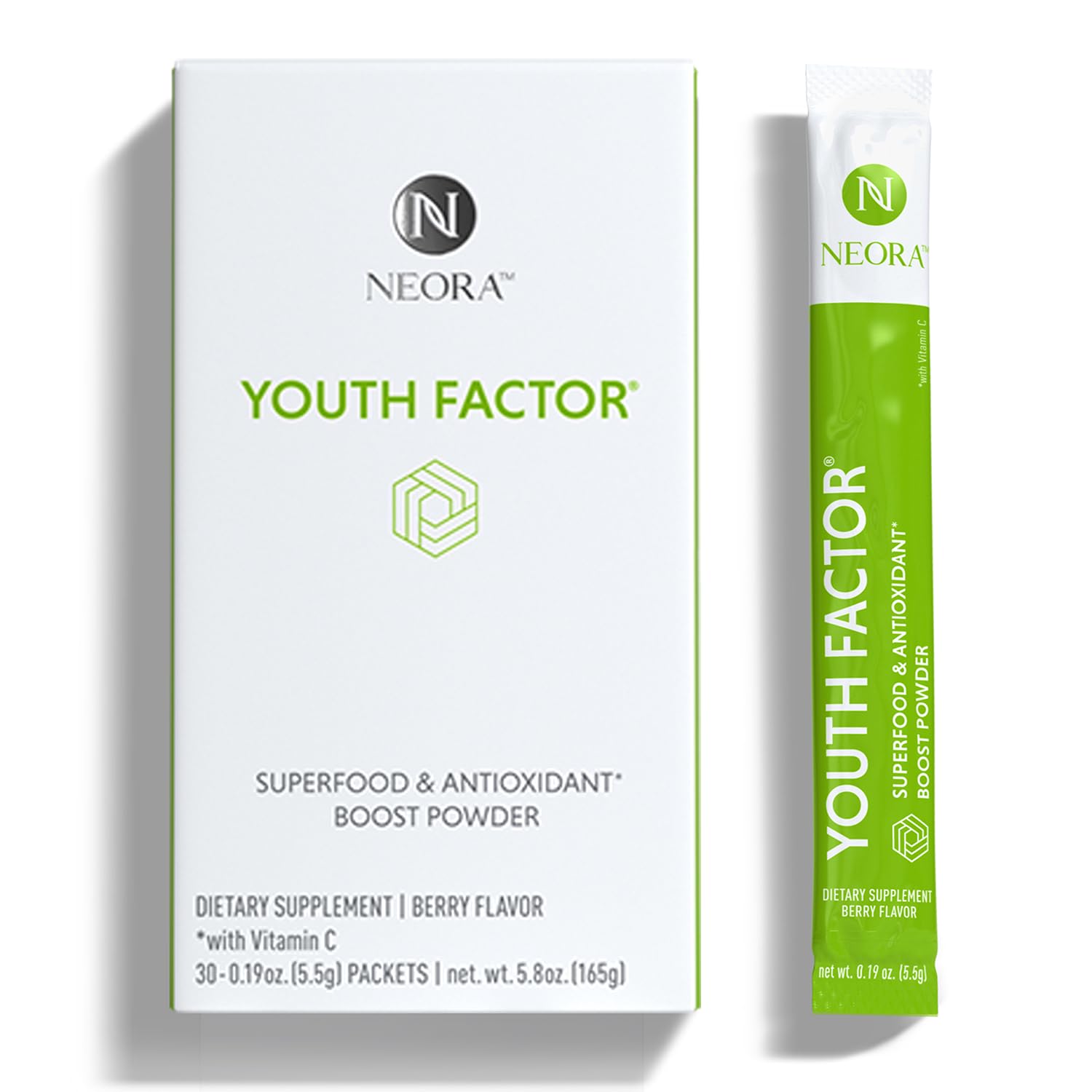 NEORA Youth Factor - Superfood Boost Powder - pH Balance, Hair Skin Nails Support, Fruits & Veggies Equivalent, Nutrient Absorption - 30 Packets NEORAAu supplements