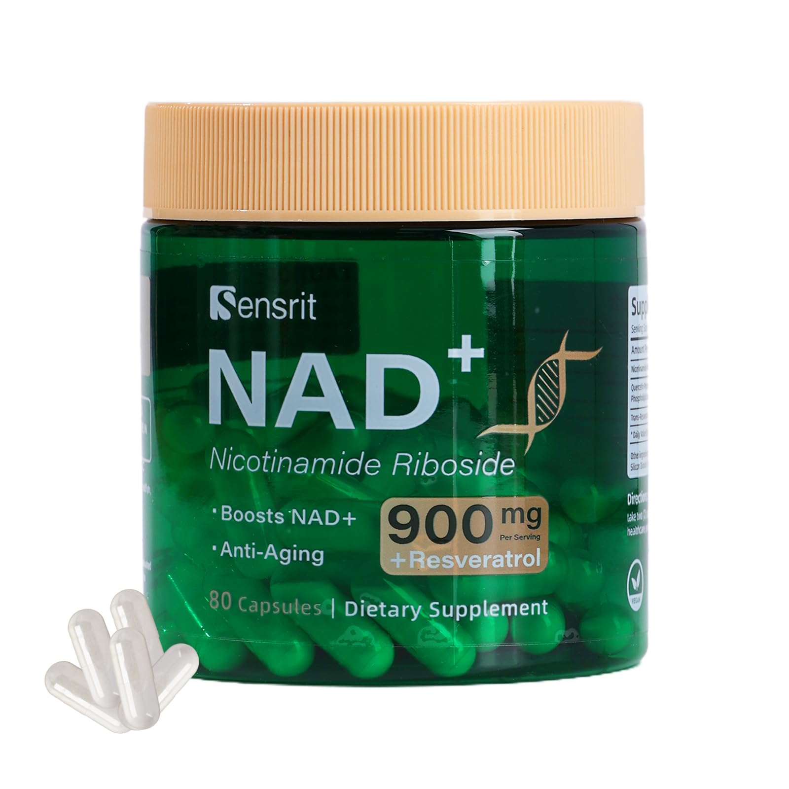 Sensrit NAD+ Supplement with Nicotinamide Riboside & Resveratrol | Cellular Energy & Mental Clarity Support | 40 Servings | Vegan, Non-GMO, Gluten Free SensritAu supplements