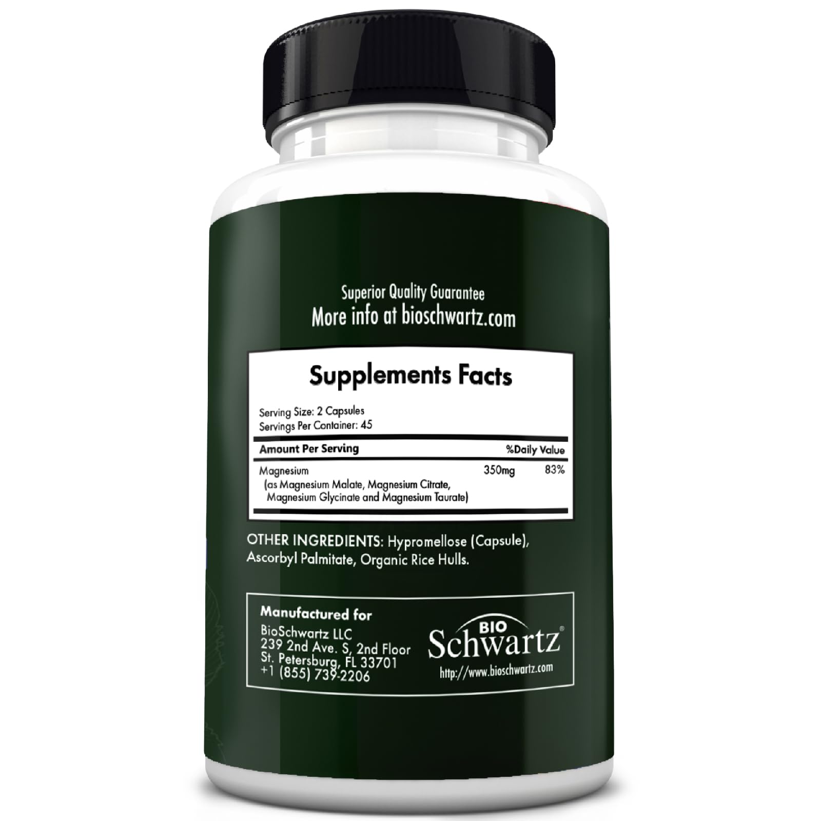 BioSchwartz Magnesium Complex Supplement (90 Capsules) 350mg Magnesium Glycinate Citrate Malate and Taurate Per Serving for Healthy Nerves Muscles Heart Sleep Support (Vegan, Gluten-Free, Non-GMO) BioSchwartzAu supplements