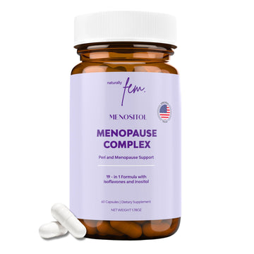 Inositol FEM Menositol 19-in-1 60Caps, Perimenopause & Menopause Supplements for Women Weight Loss with Myo-Inositol, D-chiro and Isoflavones, Control Metabolic Health, 100% Natural, Hormone, SoyFree QSTAAu supplements