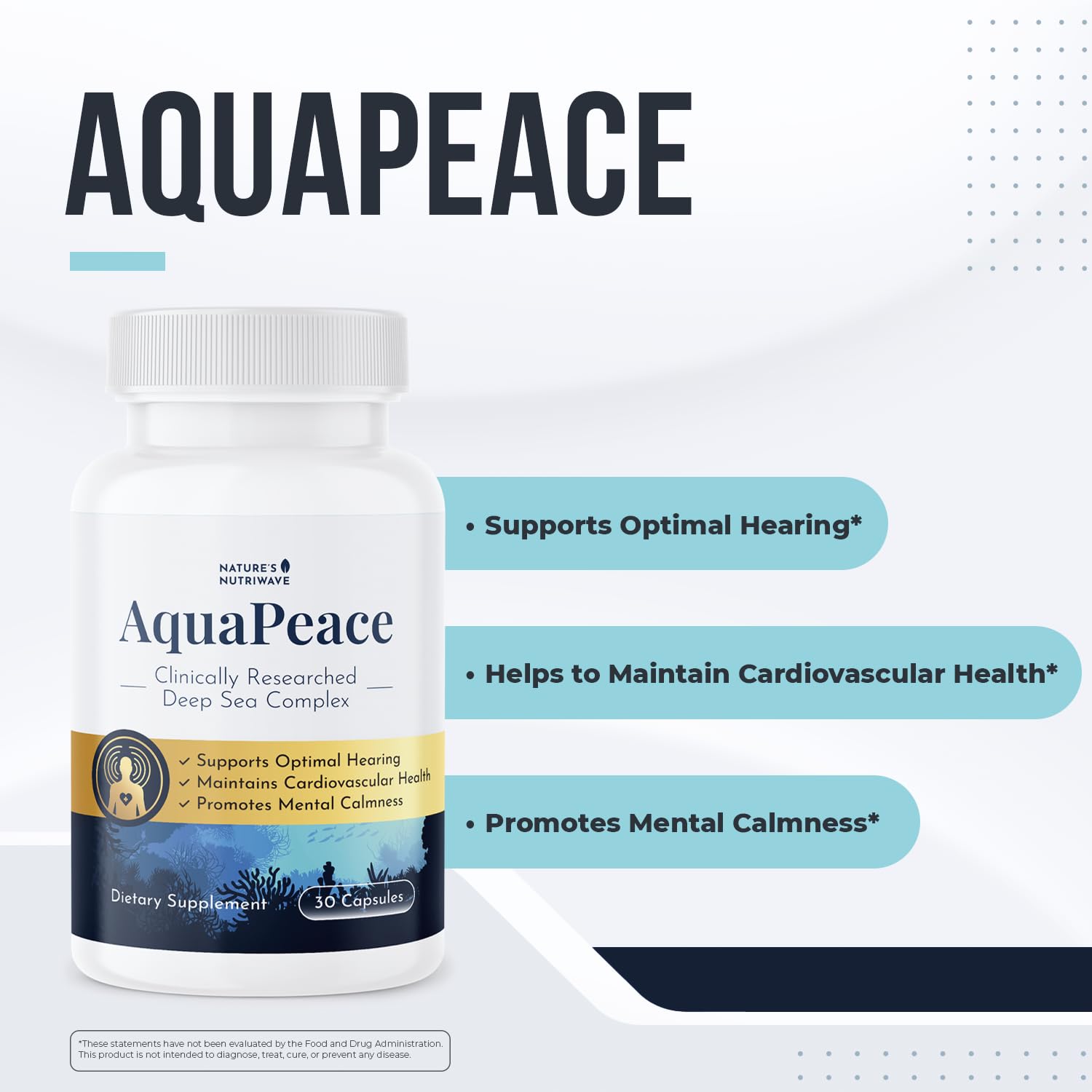 Nature’s NutriWave AquaPeace – Aqua Peace Caps Daily Marine-Based Supplement with Seaweed & Algae Extracts – Clean, Stimulant-Free Formula – Non-GMO, Made in USA - 30 Capsules, 1 Month Supply Nature’s NutriWaveAu supplements