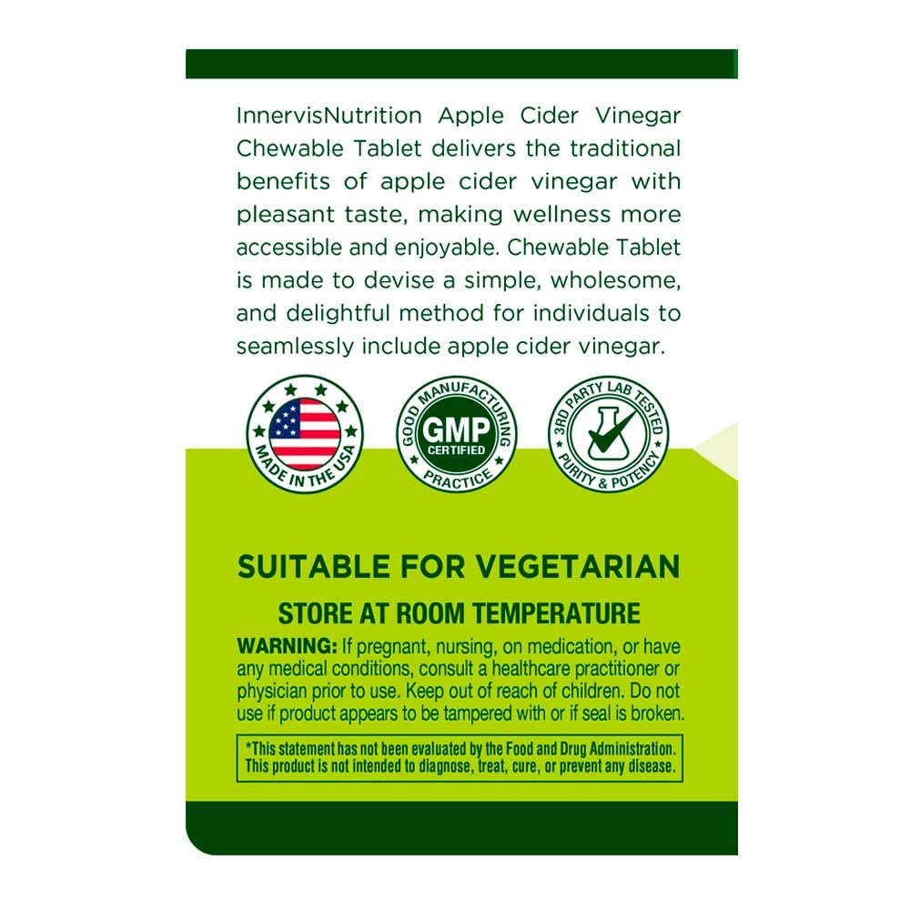INNERVISNUTRITION Apple Cider Vinegar 120 Chewable Tablets Healthy Heart Immune INNERVISNUTRITIONAu supplements