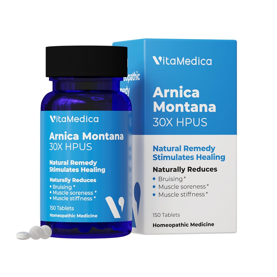 VitaMedica Arnica Montana 30X Rapid Dissolve Arnica Tablets for Natural Pain, Bruising, and Swelling Support - Homeopathic Medicine for Injury and Surgery Recovery - 150 Ct - 50 Servings VitaMedicaAu supplements