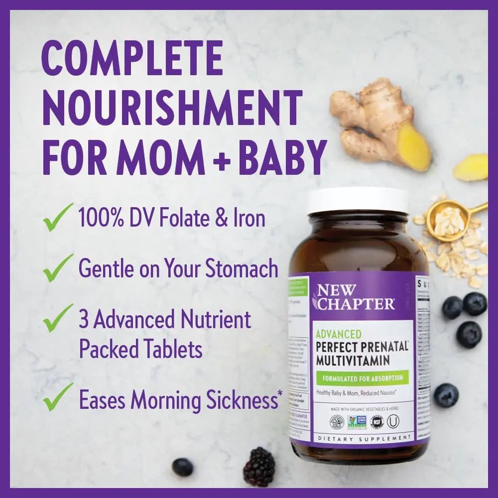 New Chapter Perfect Prenatal Vitamins, Organic Prenatal Vitamins, Non-GMO Ingredients for Healthy Baby & Mom - Folate (Methylfolate), Iron, Vitamin D3 New ChapterAu supplements