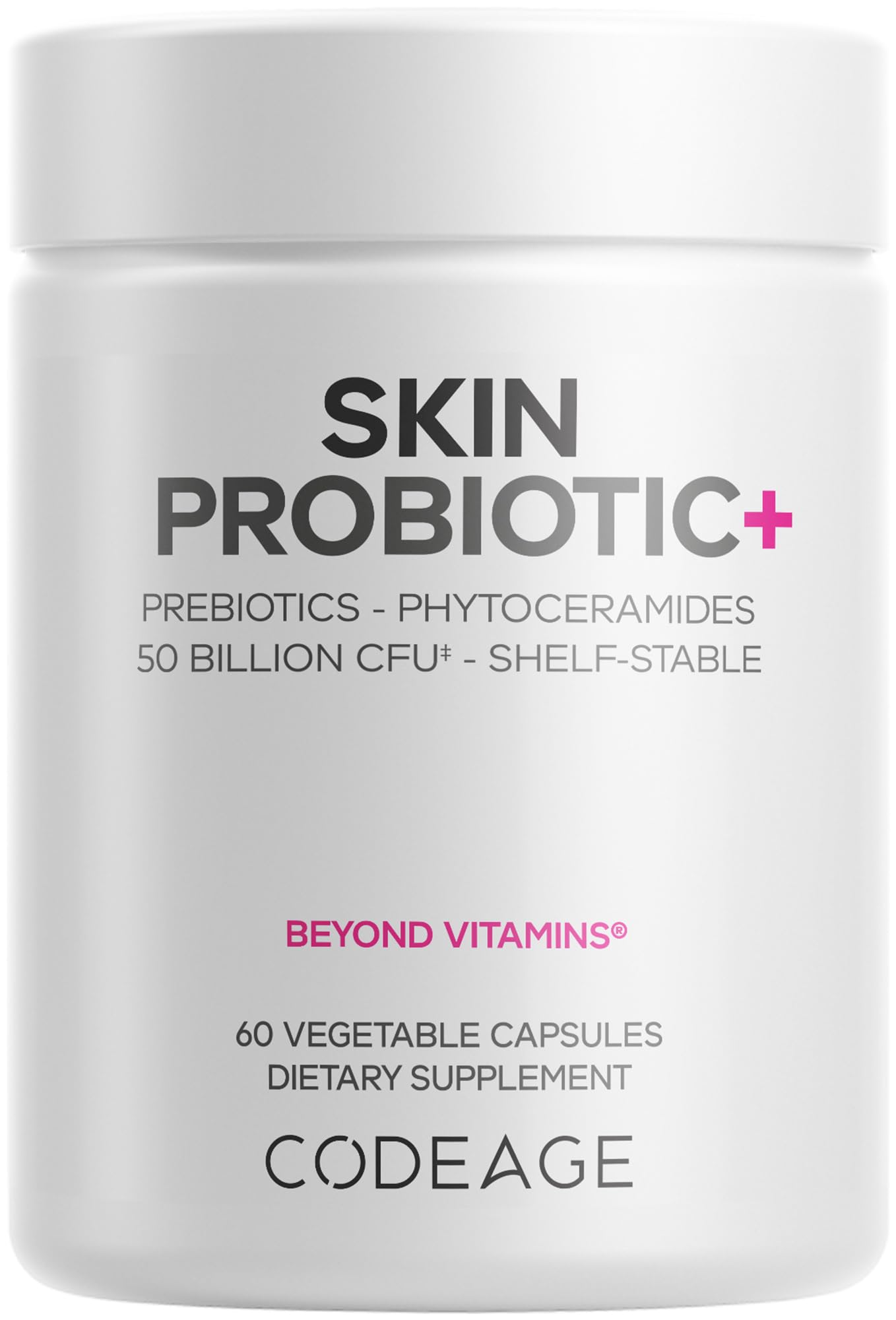 Codeage Skin Probiotics + Prebiotics - Skin Care Routine Supplement - 50 Billion CFU - Ayurvedic Botanical Herbs - Face Probiotics - Shelf Stable Cleanser, Non-GMO, Vegan - 60 Capsules CodeageAu supplements