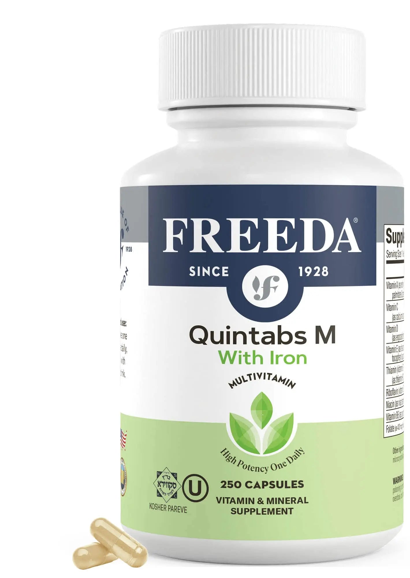 FREEDA Multivitamin One Daily – Quintabs-M with Iron – Kosher Multi Vitamins Supplements for Women Health - Multivitamins for Women & Iron FREEDAAu supplements