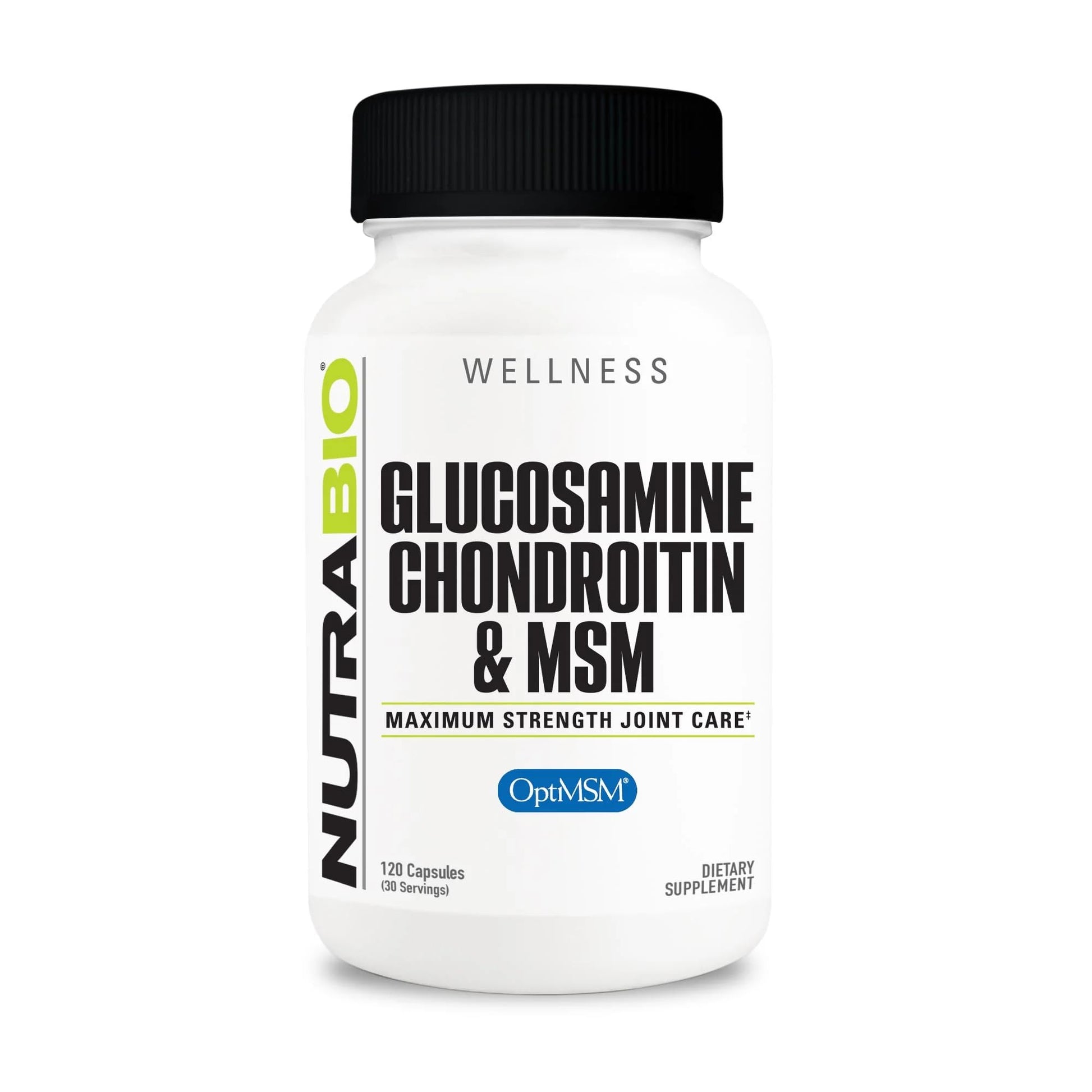 NutraBio Glucosamine Chondroitin & OptiMSM Supplement, Joint Support Formula - 120 Capsules (120 Count) NutraBioAu supplements