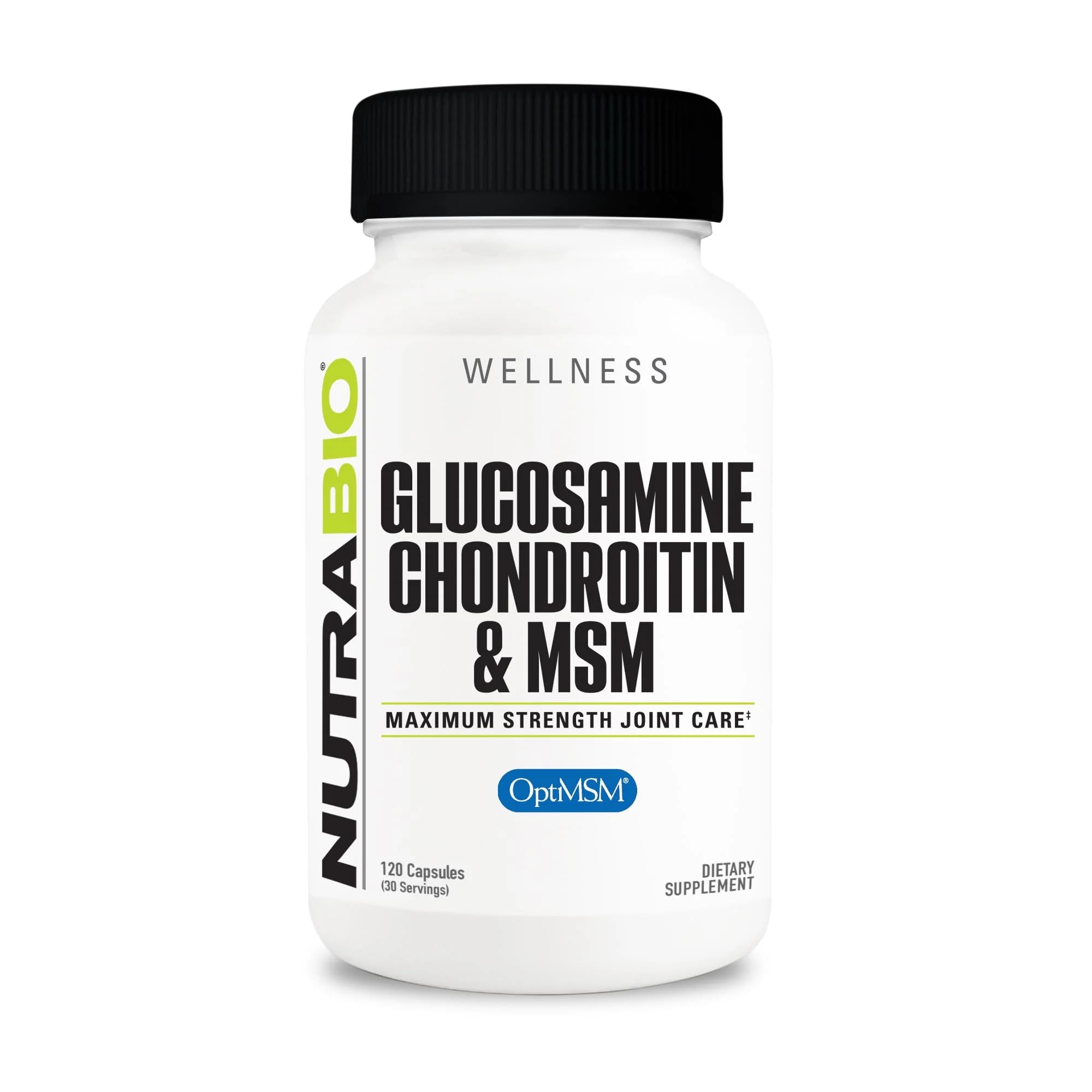 NutraBio Glucosamine Chondroitin & OptiMSM Supplement, Joint Support Formula - 120 Capsules (120 Count) NutraBioAu supplements