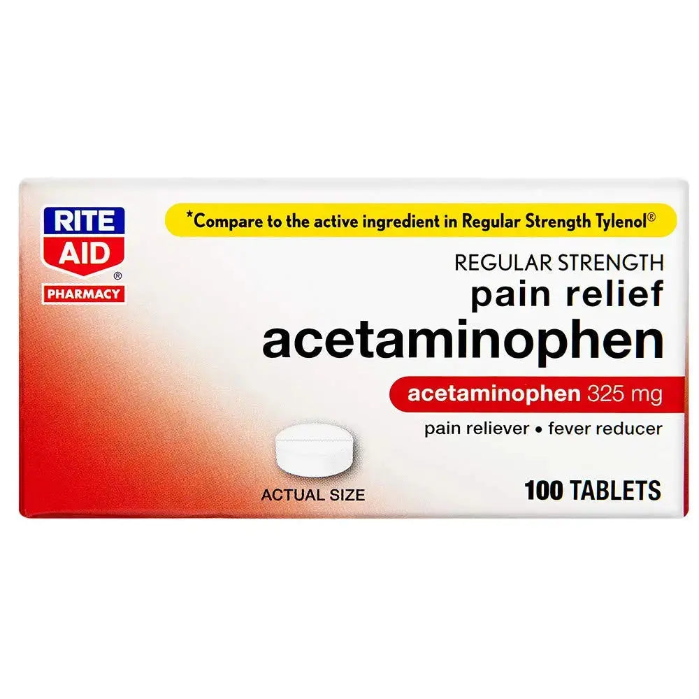 Rite Aid Regular Strength Pain Relief Acetaminophen, 325mg - 100 Tablets | Pain Reliever and Fever Reducer | Joint Pain Relief | Muscle Pain Relief | Arthritis Pain Relief | Back Pain Relief Products Rite AidAu supplements