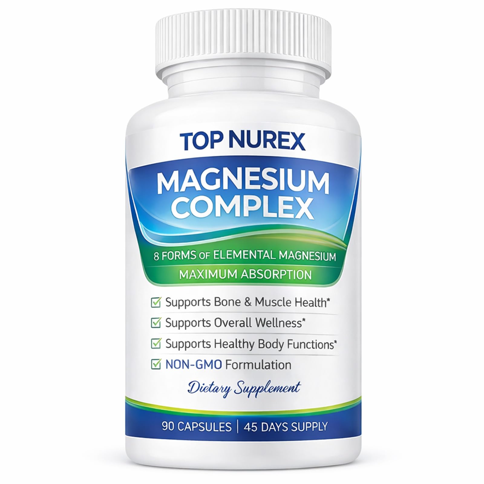 Top Nurex Magnesium Complex 1000 mg, 8-Source Magnesium Blend with Glycinate, Citrate, Malate & Taurate, Vegan Formula, Non-GMO, 90 Capsules Top NurexAu supplements