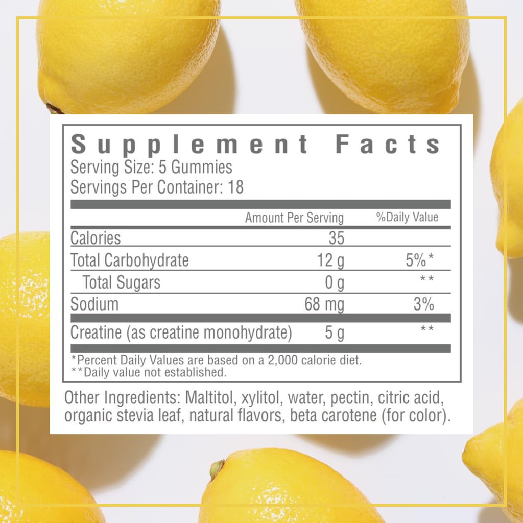 Consult Health CREOVATE CREATINE MONOHYDRATE Gummies 5g Dose for Men & Women to Support Muscle, Strength, Recovery, Cognitive Health & Memory, Zero Sugar, Gluten Free, Natural Lemon, 90 Count Consult HealthAu supplements